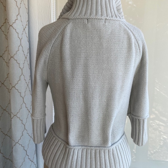 Eddie Bauer Chunky Women's High collar Zip Cardigan 3/4 Sleeves, Size L - Picture 5 of 10